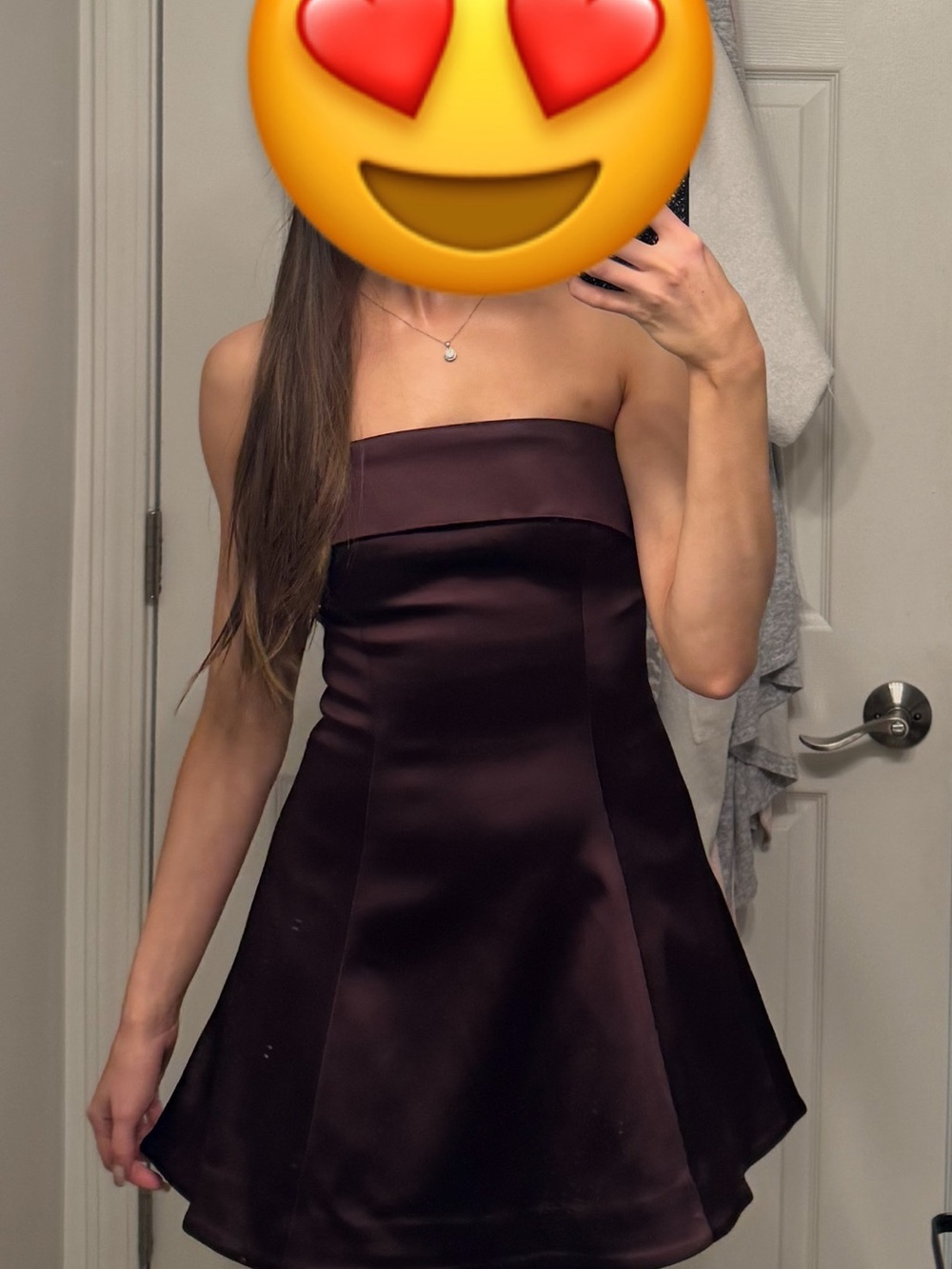 Aritzia Strapless Satin Dress in Deep Plum